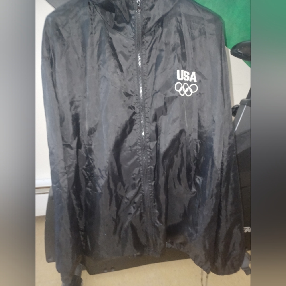 Black Sporty USA Windbreaker Jacket